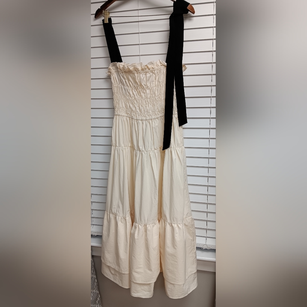 Ciao Lucia Cream Dress with Black Straps